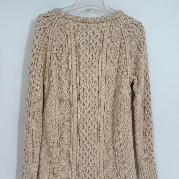 LL Bean Signature Fisherman Tunic Sweater Womens Size S Ivory Cable Knit - Picture 10 of 11